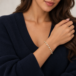 Lab Grown Diamond Pear/Emerald Semi Bezel Tennis Bracelet
