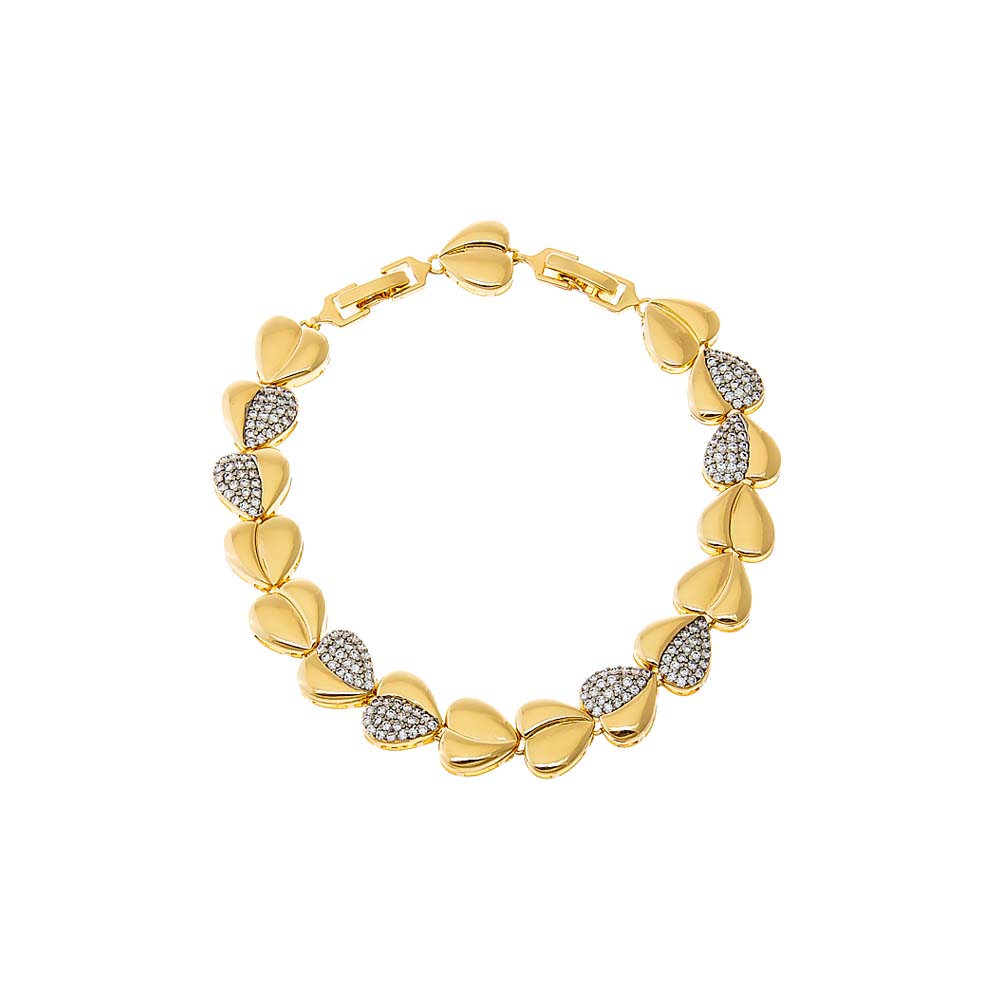 Gold Dual Tone Heart Link Bracelet - Adina Eden's Jewels
