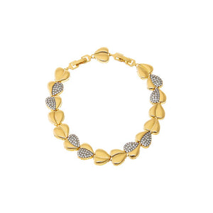 Gold Dual Tone Heart Link Bracelet - Adina Eden's Jewels