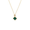 Malachite Colored Stone & CZ Clover Drop Pendant Necklace - Adina Eden's Jewels