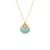 Turquoise Turquoise Enamel & CZ Seashell Pendant Necklace - Adina Eden's Jewels