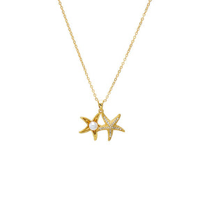 White Starfish & Pearl Pendant Necklace - Adina Eden's Jewels