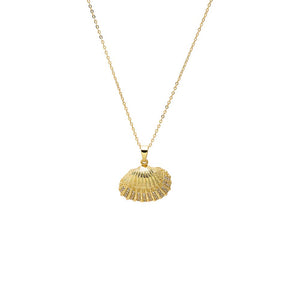 Gold Pave Accent Seashell Pendant Necklace - Adina Eden's Jewels
