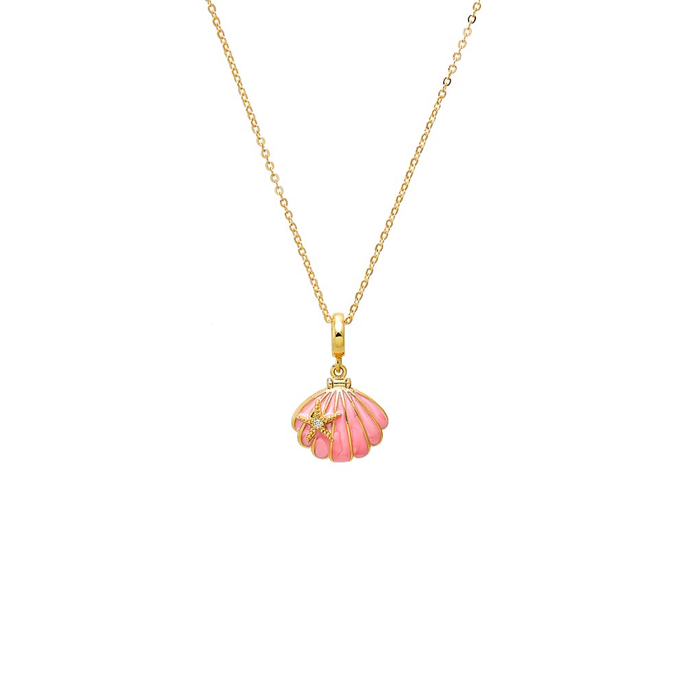 Pink Starfish Accent Pink Shell Pendant Necklace - Adina Eden's Jewels