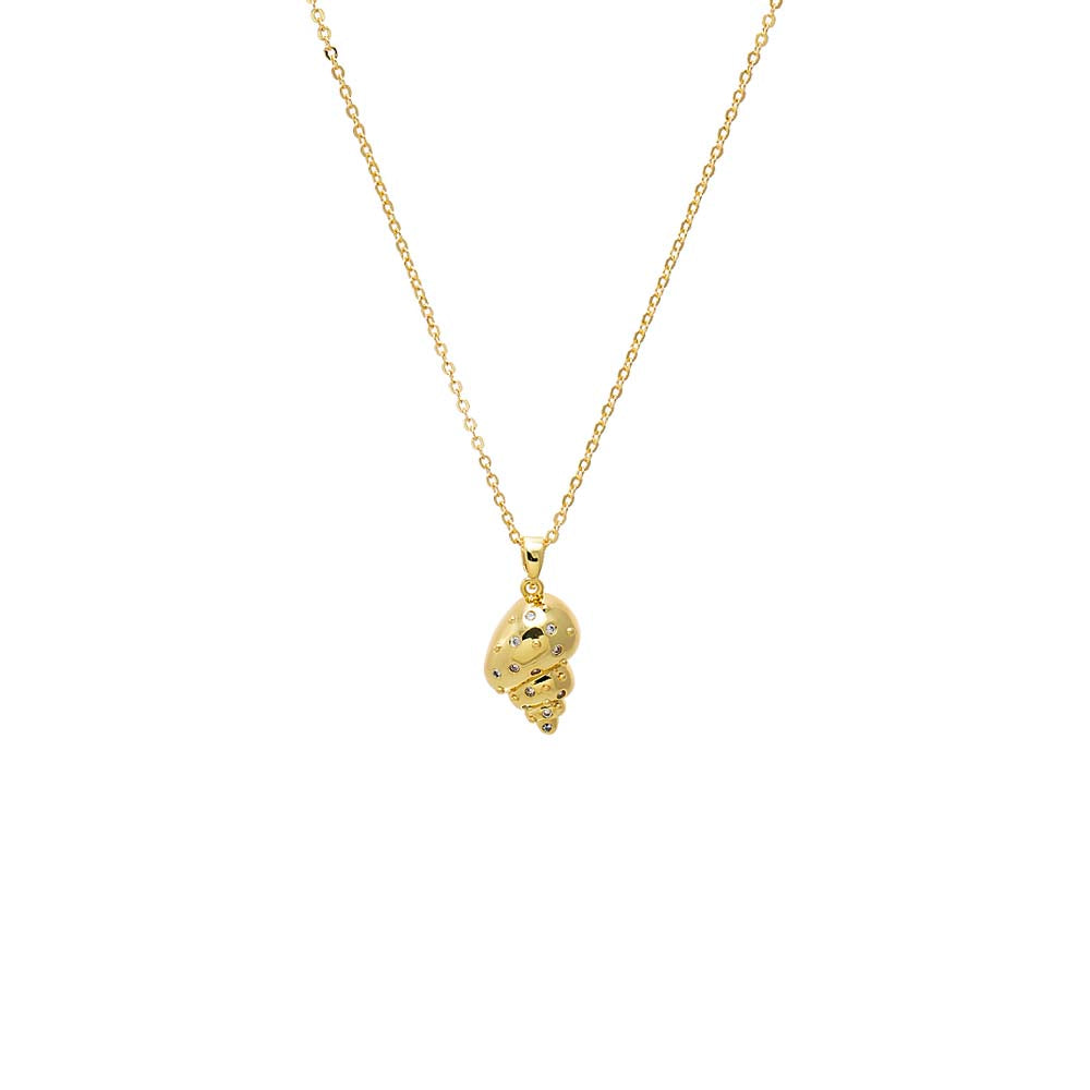 Gold CZ Seashell Pendant Necklace - Adina Eden's Jewels