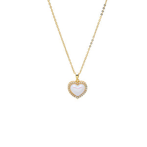 Mother of Pearl Shimmering MOP Heart Pendant Necklace - Adina Eden's Jewels