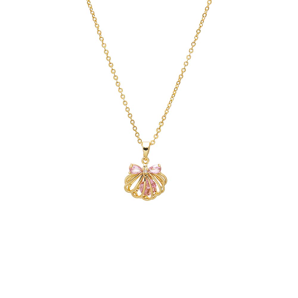 Pink Pink Bow Seashell Pendant Necklace - Adina Eden's Jewels