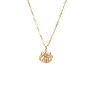 Pink Pink Bow Seashell Pendant Necklace - Adina Eden's Jewels