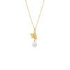 White CZ Butterfly & Drop Pearl Pendant Necklace - Adina Eden's Jewels