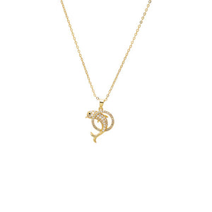 Gold Pave Dolphin Pendant Necklace - Adina Eden's Jewels