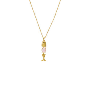 Gold Colored Gemstone Fish Drop Necklace - Adina Eden's Jewels