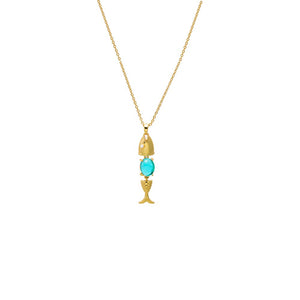 Turquoise Colored Gemstone Fish Drop Necklace - Adina Eden's Jewels