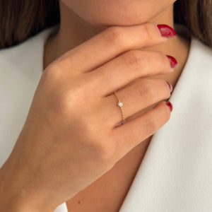 Mini Diamond Bezel Chain Ring 14K - Adina Eden's Jewels