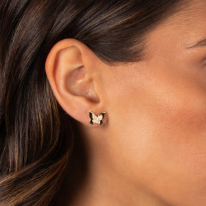 Pave Butterfly Accented Stud Earring - Adina Eden's Jewels