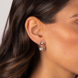 CZ Baguette X Oval Fancy Drop Stud Earring - Adina Eden's Jewels