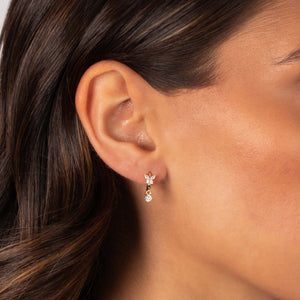 CZ Butterfly With Dangling Stone Huggie Earring - Adina Eden's Jewels