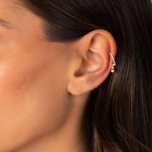 CZ Dangling Drop Ear Cuff Earring - Adina Eden's Jewels