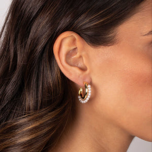 Pearl Intertwined Double Hoop Earring - Adina Eden's Jewels