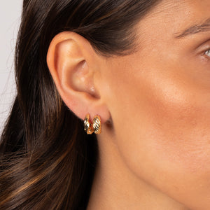 Solid Curved & Ridged Huggie Earring Combo Set - Adina Eden's Jewels