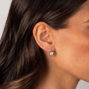 CZ Embedded Wide Huggie Earring - Adina Eden's Jewels
