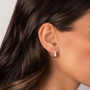 Solid Rectangular Graduated Huggie Earring 14K - Adina Eden's Jewels