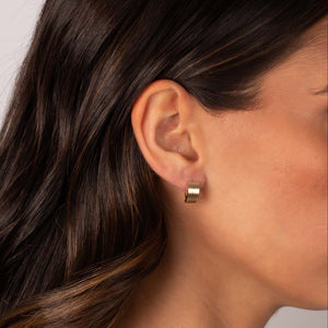 Solid Wide Lined Huggie Earring 14K - Adina Eden's Jewels