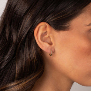 Solid Bar X Bead Huggie Earring 14K - Adina Eden's Jewels