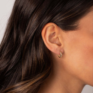 Solid Flowy Ridged Huggie Earring 14K - Adina Eden's Jewels