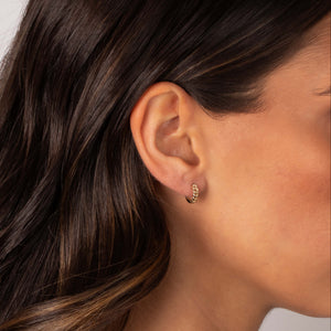 Solid Rounded Cuban Link Huggie Earring 14K - Adina Eden's Jewels