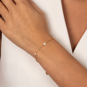 Triple CZ Four Leaf Flower Bracelet - Adina Eden's Jewels