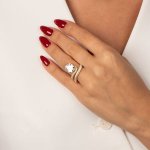 CZ Pave Looped Oval Stone Ring - Adina Eden's Jewels