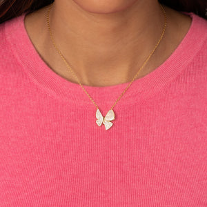 CZ Pave & Stone Accented Butterfly Necklace - Adina Eden's Jewels