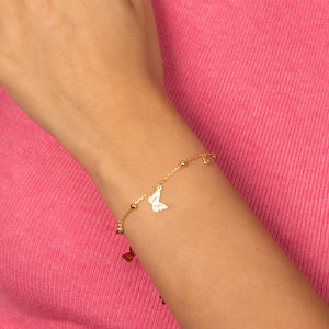 Dangling Butterflies Charm Bezel & Ball Bracelet - Adina Eden's Jewels