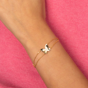 CZ Multi Butterfly Double Chain Bracelet - Adina Eden's Jewels