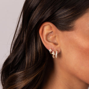 CZ Clusters Huggie Earring Combo Set - Adina Eden's Jewels