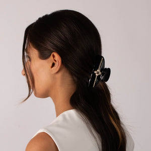 Pearl Flower W/ Rhinestone Large Claw Clip - Adina Eden's Jewels