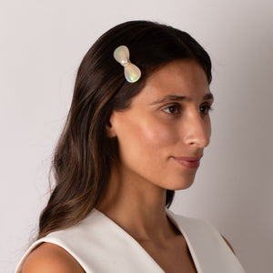 Pearl Curved Bow Hair Barrette - Adina Eden's Jewels