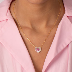 Pink CZ Butterfly Heart Stone Necklace - Adina Eden's Jewels