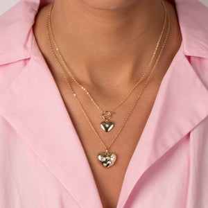CZ Heart Toggle Pendant Necklace - Adina Eden's Jewels