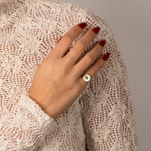 CZ & Turquoise Star Of David Signet Pinky Ring - Adina Eden's Jewels