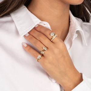 Lab Grown Diamond Double Pear Bezel Swirled Ring 14K - Adina Eden's Jewels