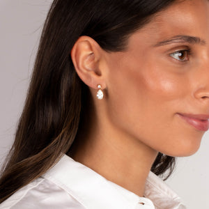 Lab Grown Diamond Round X Pear Stud Earring 14K - Adina Eden's Jewels