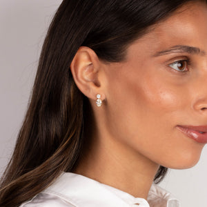 Lab Grown Diamond Round X Oval Stud Earring 14K - Adina Eden's Jewels