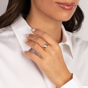 Lab Grown Diamond Oval Bezel Dome Ring 14K - Adina Eden's Jewels