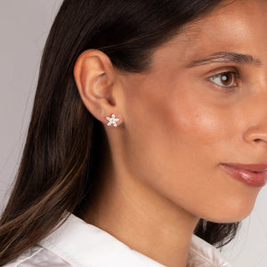 Lab Grown Diamond Marquise Stone Flower Stud Earring 14K - Adina Eden's Jewels