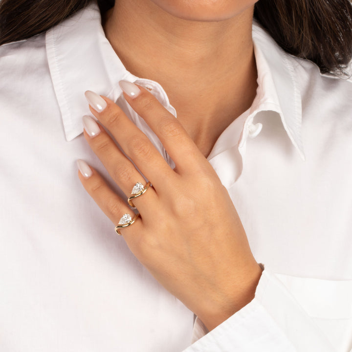 Lab Grown Diamond Pear Curved Pinky Ring 14K – Adina Eden