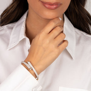 Diamond Pave Interlocked Bangle Bracelet 14K - Adina Eden's Jewels