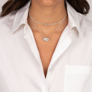 Lab Grown Diamond Marquise Sideway Pendant Necklace 14K - Adina Eden's Jewels