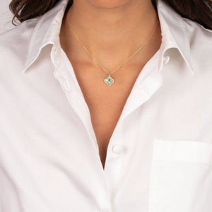 Diamond Pave & Emerald Clover Necklace 14K - Adina Eden's Jewels