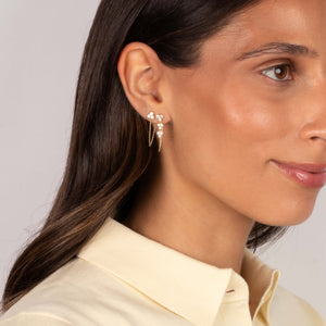 Diamond Trio Cluster Mini Front Back Stud Earring 14K - Adina Eden's Jewels